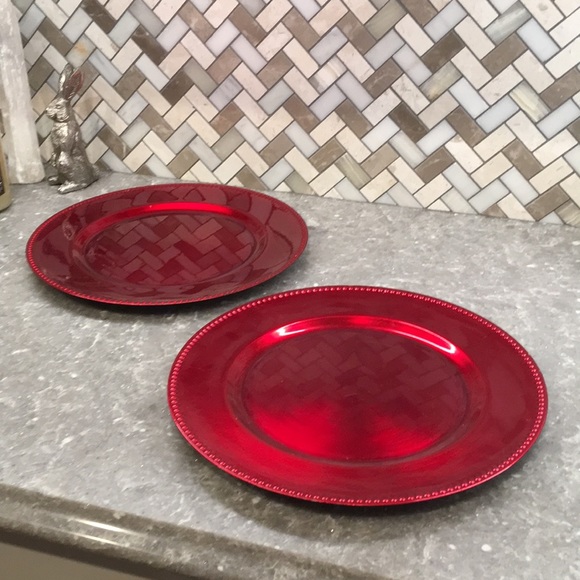 Set of 2 red chargers - Picture 8 of 8